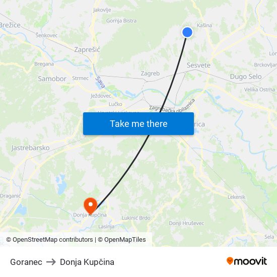 Goranec to Donja Kupčina map