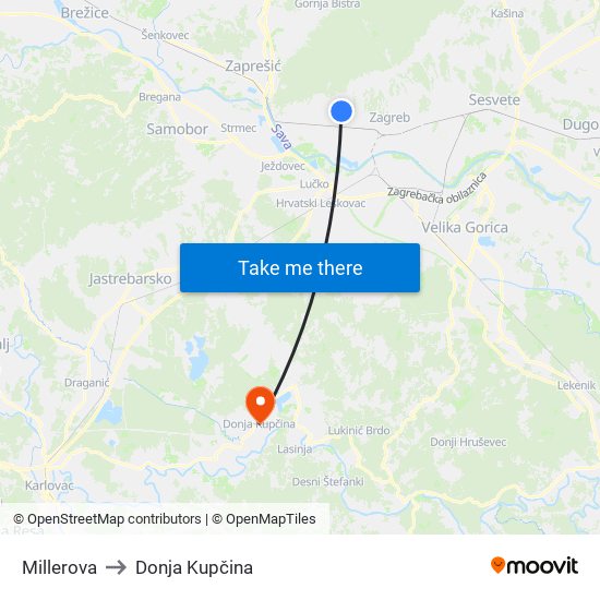 Millerova to Donja Kupčina map