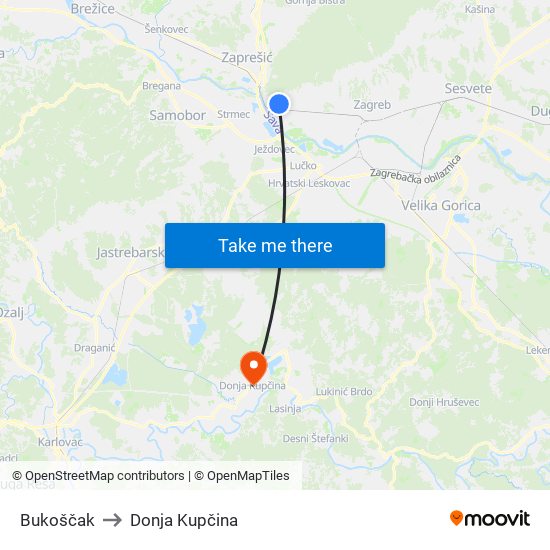 Bukoščak to Donja Kupčina map