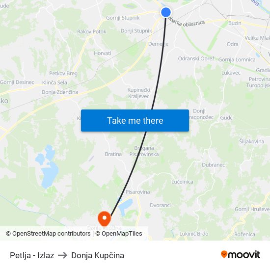 Petlja - Izlaz to Donja Kupčina map