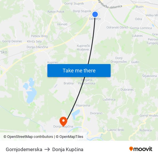 Gornjodemerska to Donja Kupčina map