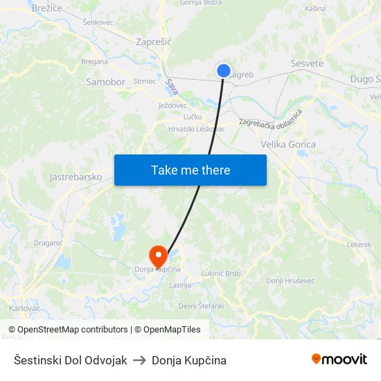 Šestinski Dol Odvojak to Donja Kupčina map