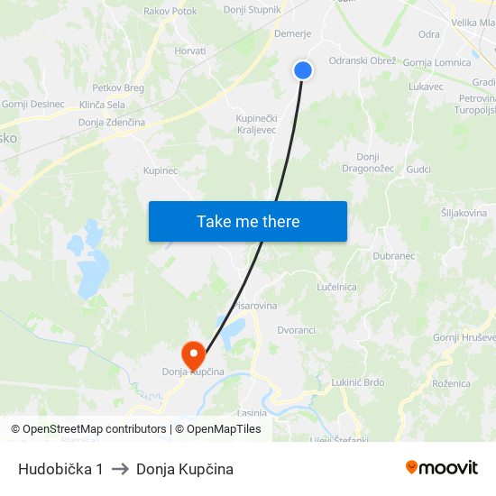 Hudobička 1 to Donja Kupčina map