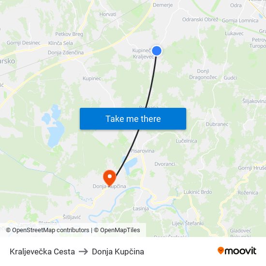 Kraljevečka Cesta to Donja Kupčina map