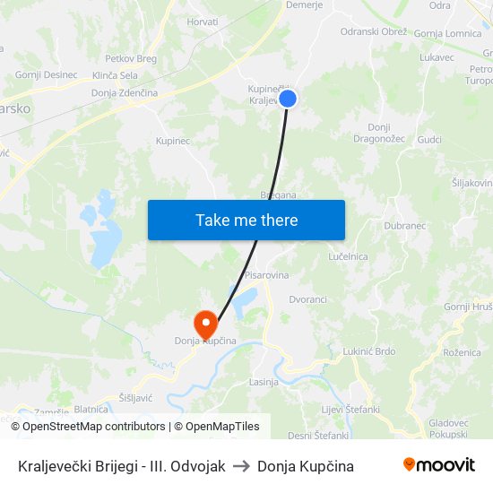 Kraljevečki Brijegi - III. Odvojak to Donja Kupčina map