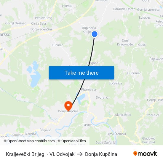 Kraljevečki Brijegi - Vi. Odvojak to Donja Kupčina map