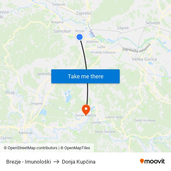 Brezje - Imunološki to Donja Kupčina map