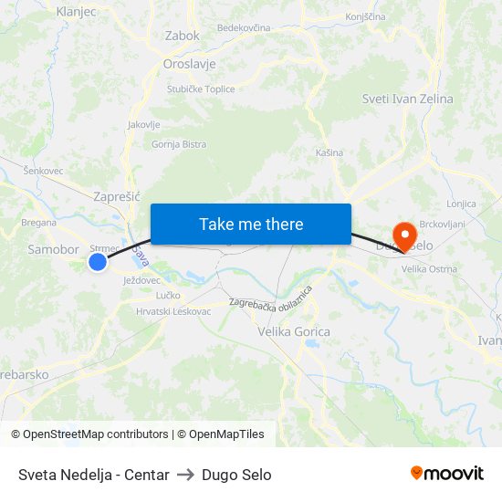 Sveta Nedelja - Centar to Dugo Selo map