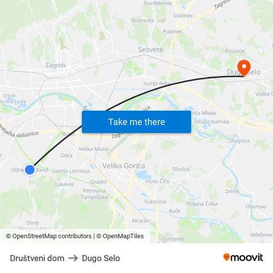 Društveni dom to Dugo Selo map