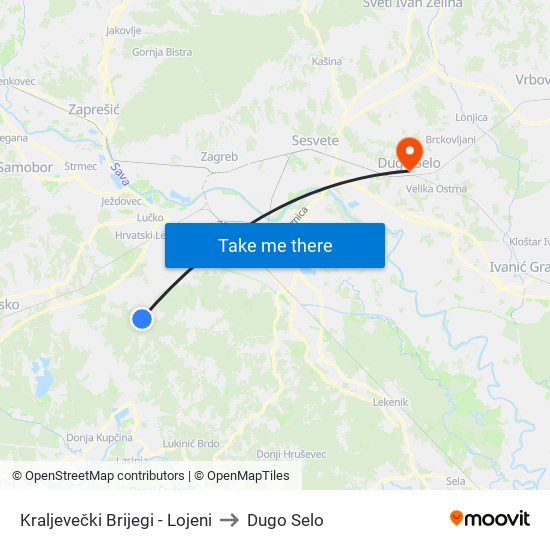 Kraljevečki Brijegi - Lojeni to Dugo Selo map