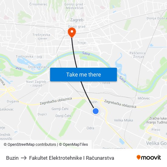 Buzin to Fakultet Elektrotehnike I Računarstva map