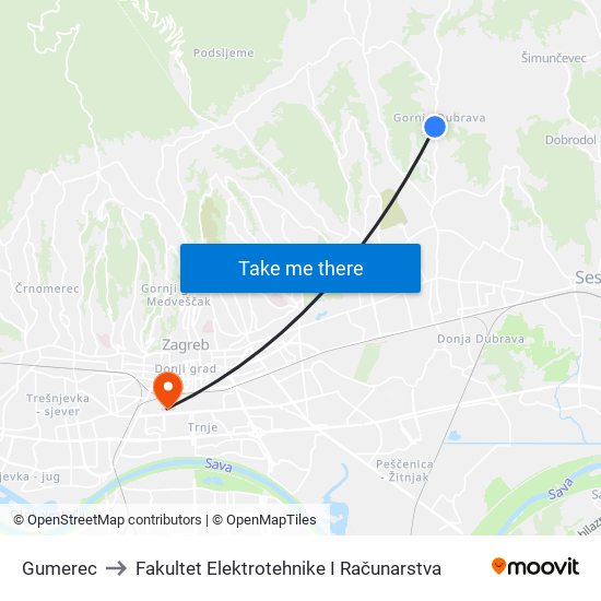 Gumerec to Fakultet Elektrotehnike I Računarstva map