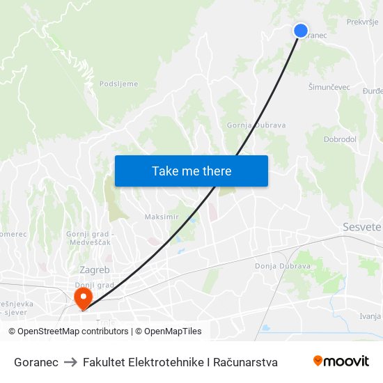 Goranec to Fakultet Elektrotehnike I Računarstva map