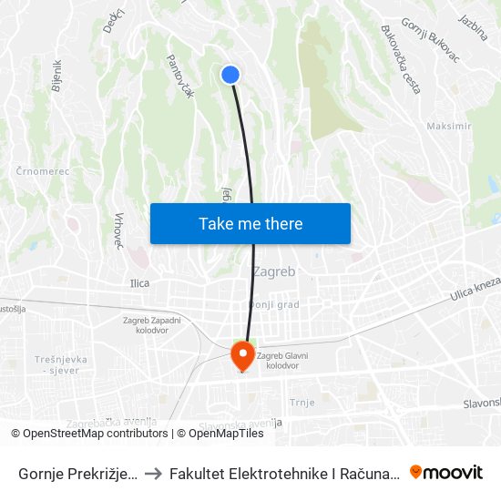 Gornje Prekrižje 40 to Fakultet Elektrotehnike I Računarstva map