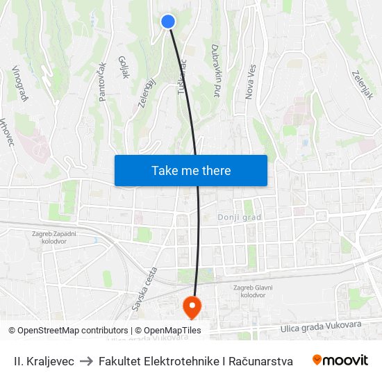 II. Kraljevec to Fakultet Elektrotehnike I Računarstva map