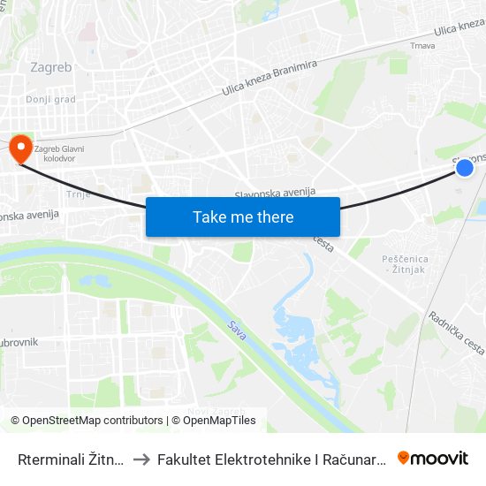 Rterminali Žitnjak to Fakultet Elektrotehnike I Računarstva map