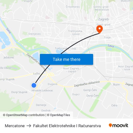 Mercatone to Fakultet Elektrotehnike I Računarstva map