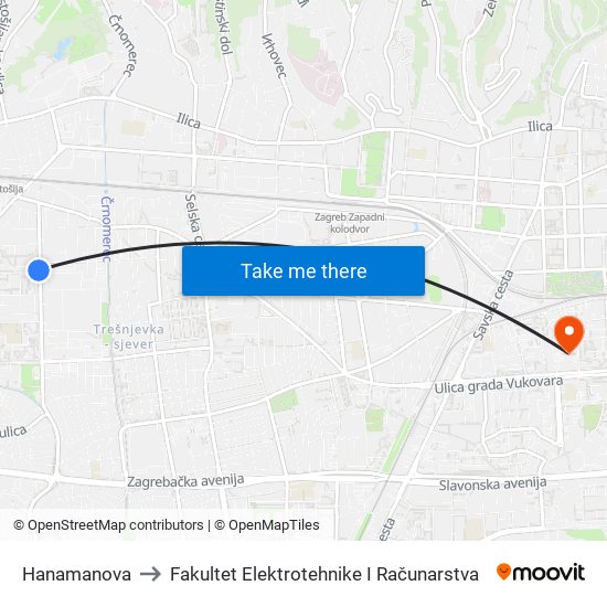 Hanamanova to Fakultet Elektrotehnike I Računarstva map