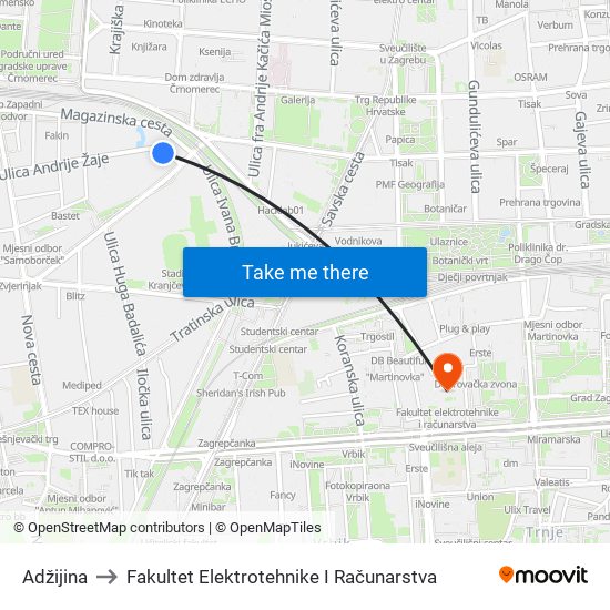 Adžijina to Fakultet Elektrotehnike I Računarstva map