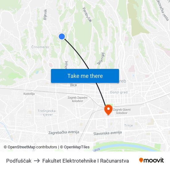 Podfuščak to Fakultet Elektrotehnike I Računarstva map