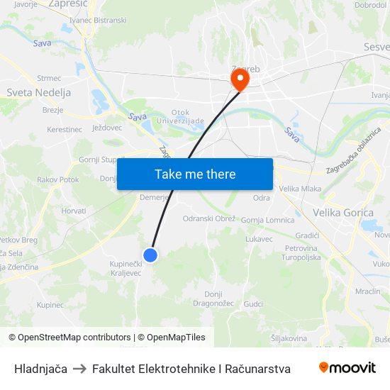 Hladnjača to Fakultet Elektrotehnike I Računarstva map