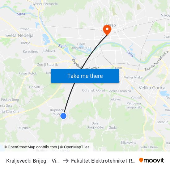 Kraljevečki Brijegi - Vi. Odvojak to Fakultet Elektrotehnike I Računarstva map