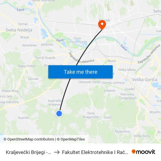 Kraljevečki Brijegi - Lojeni to Fakultet Elektrotehnike I Računarstva map