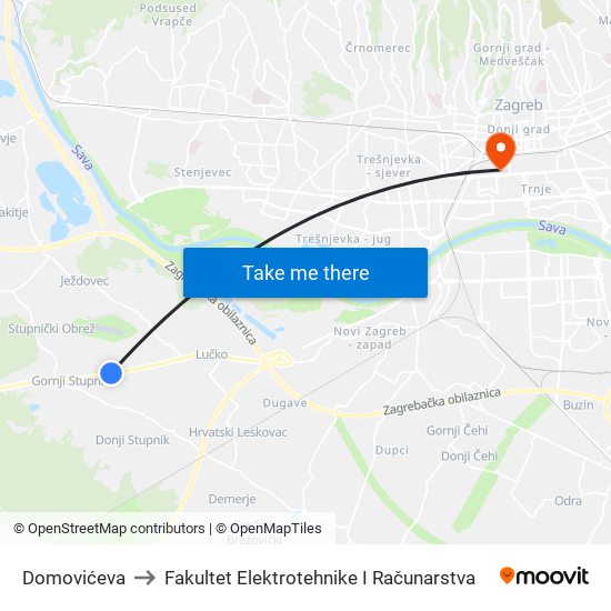 Domovićeva to Fakultet Elektrotehnike I Računarstva map