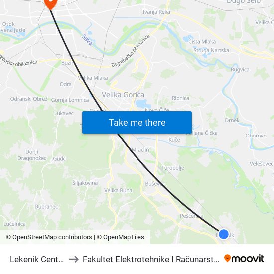 Lekenik Center to Fakultet Elektrotehnike I Računarstva map