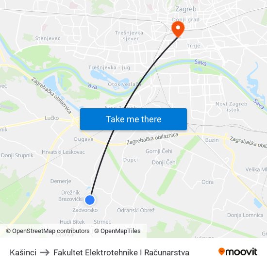 Kašinci to Fakultet Elektrotehnike I Računarstva map