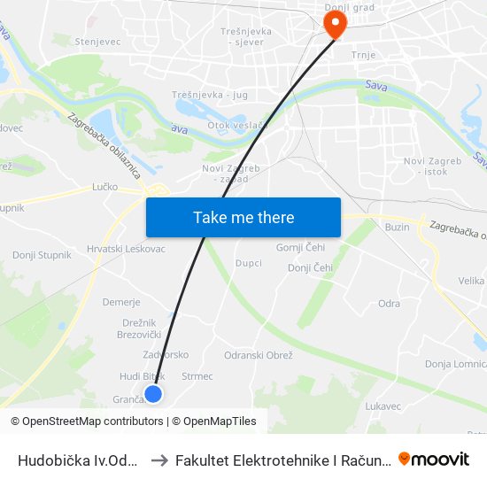 Hudobička Iv.Odvojak to Fakultet Elektrotehnike I Računarstva map