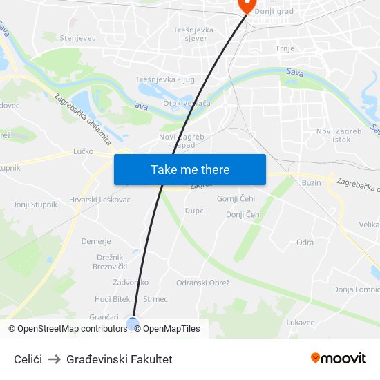 Celići to Građevinski Fakultet map
