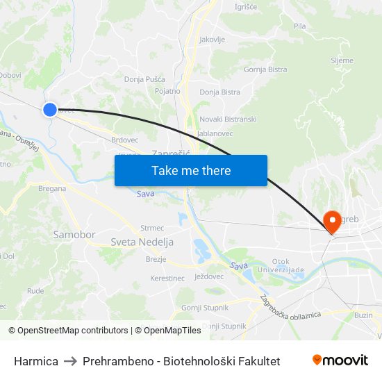 Harmica to Prehrambeno - Biotehnološki Fakultet map