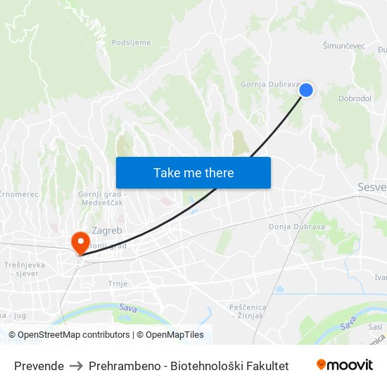 Prevende to Prehrambeno - Biotehnološki Fakultet map