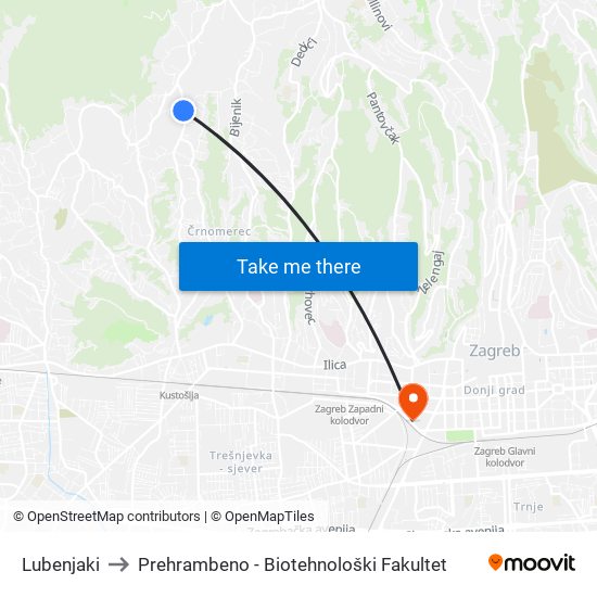 Lubenjaki to Prehrambeno - Biotehnološki Fakultet map