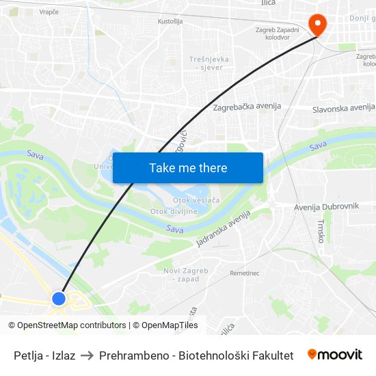 Petlja - Izlaz to Prehrambeno - Biotehnološki Fakultet map