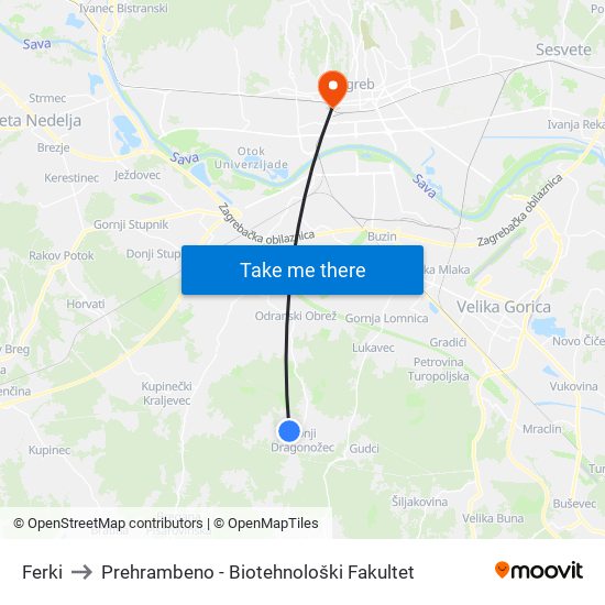 Ferki to Prehrambeno - Biotehnološki Fakultet map