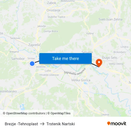 Brezje  -Tehnoplast to Trstenik Nartski map