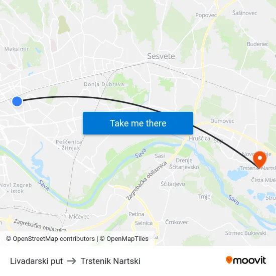 Livadarski put to Trstenik Nartski map