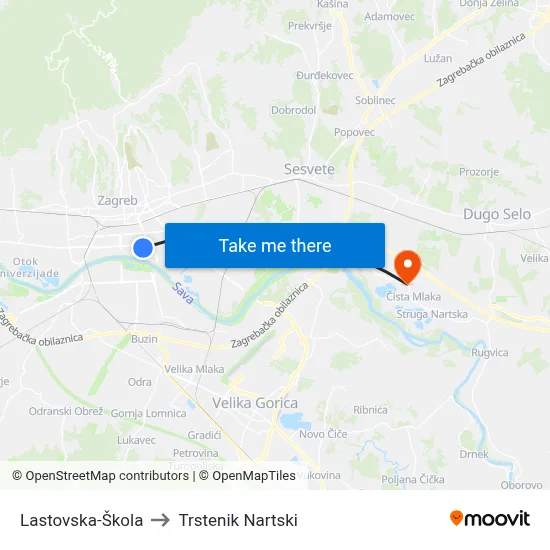 Lastovska-Škola to Trstenik Nartski map
