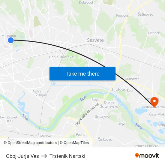 Oboj-Jurja Ves to Trstenik Nartski map