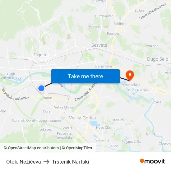 Otok, Nežićeva to Trstenik Nartski map