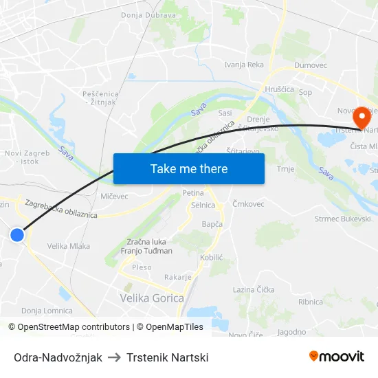 Odra-Nadvožnjak to Trstenik Nartski map