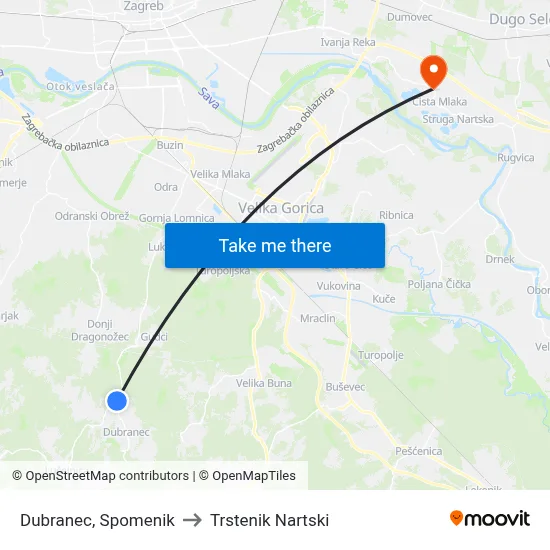 Dubranec, Spomenik to Trstenik Nartski map