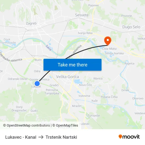 Lukavec - Kanal to Trstenik Nartski map