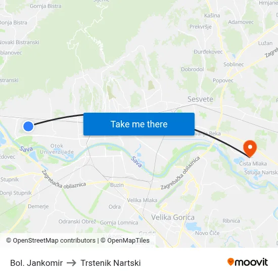 Bol. Jankomir to Trstenik Nartski map
