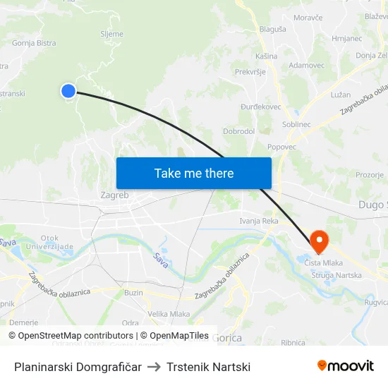 Planinarski Domgrafičar to Trstenik Nartski map