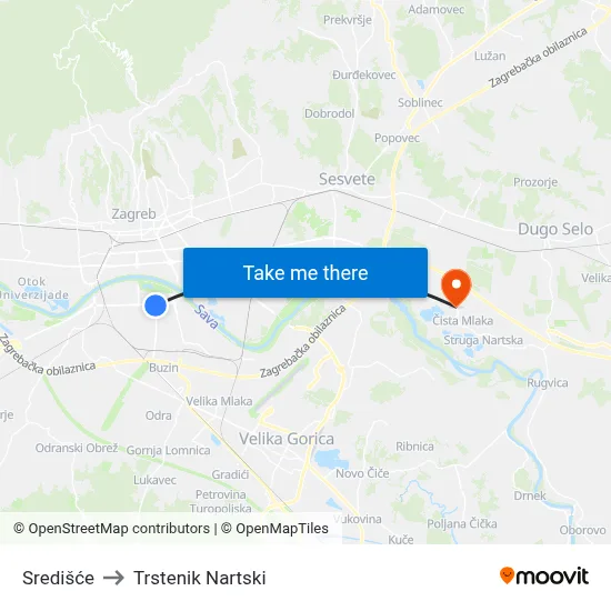 Središće to Trstenik Nartski map