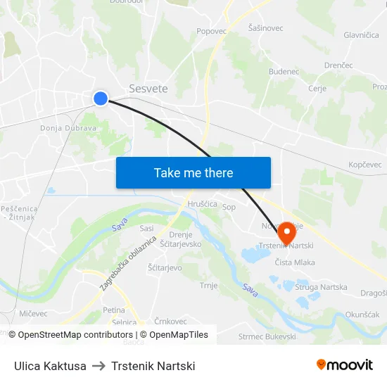 Ulica Kaktusa to Trstenik Nartski map