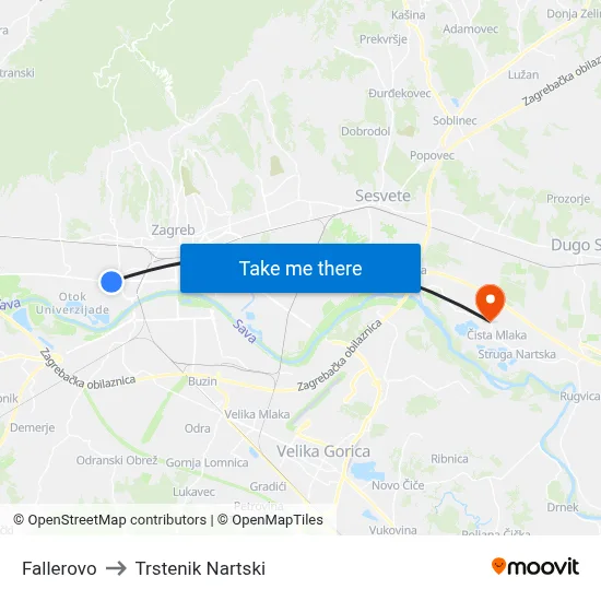 Fallerovo to Trstenik Nartski map